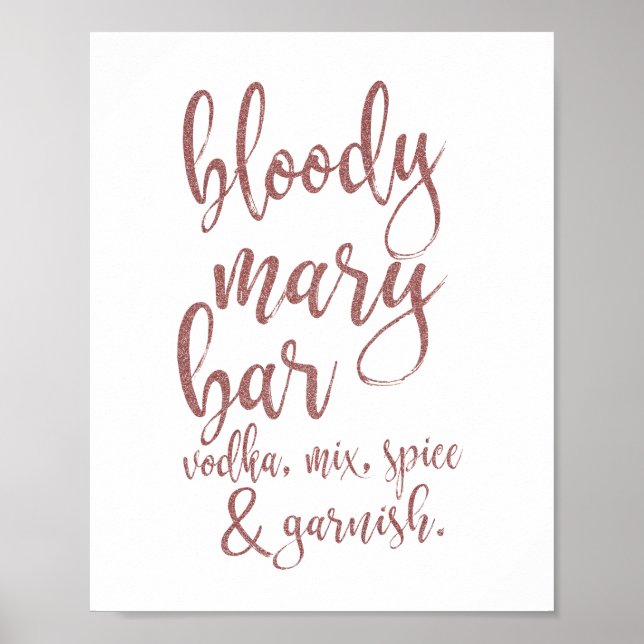 Poster Sinal de Rosa Dourado Glitter 8x10 da Bloody Mary (Frente)
