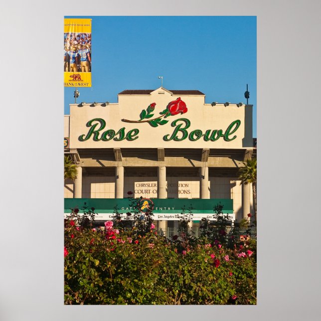 Poster Sinal de rosa Garden e Rosa Bowl no Estádio (Frente)