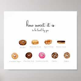 Poster Sinal de Rosquinha de Aquarela Personalizável
