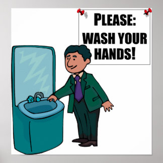 Poster Sinal de sala Lave as mãos