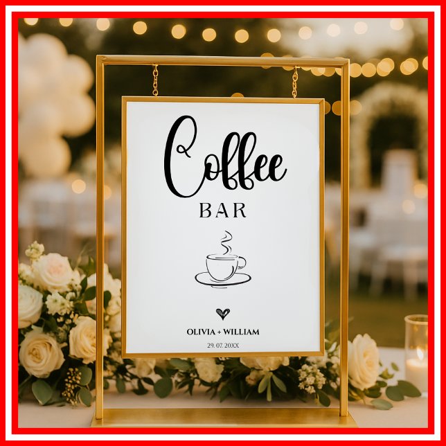 Poster Sinal de Script de Bar de Café para Casamento (Criador carregado)