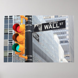 Póster Sinal de semáforo e Wall Street