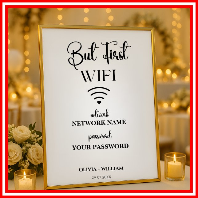 Poster Sinal de Senha de Rede Wifi Casamento Moderno Eleg (Criador carregado)