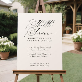Poster Sinal de Serviço de Shuttle de Casamento Elegante 