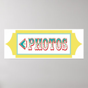 Póster Sinal de Seta de Cabine de Foto Carnaval Circo Ani