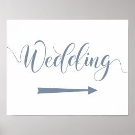 Poster Sinal de Seta de Casamento Azul Dusty