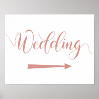 Sinal de Seta de Casamento Dourado rosa