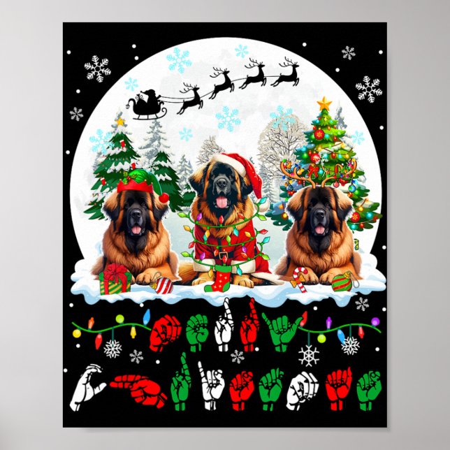 Poster Sinal de Sinal de Feliz Natal Língua Três Papais n (Frente)