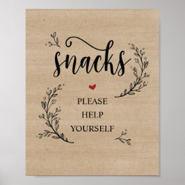 Poster Sinal de Snacks de Casamento de Vinhas Russas