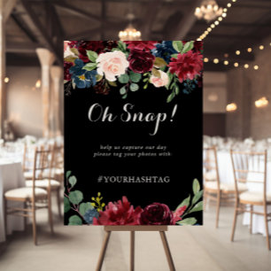 Poster Sinal de Snap Sinal de Casamento Botânico Negro Ru