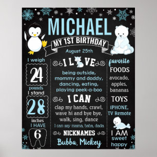 Poster Sinal de Snowflakes do Urso de Pinguim-Onederland 