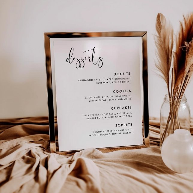 Poster Sinal de sobremesa de casamento elegante e moderno (Criador carregado)