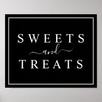 Sinal de Sweets & Treats de Casamento Negro e Bran