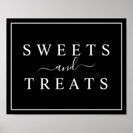 Poster Sinal de Sweets & Treats de Casamento Negro e Bran