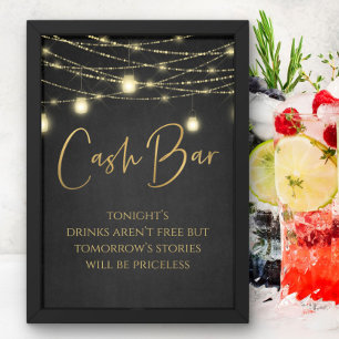 Poster Sinal de Tabletop de Script Elegante Preto Dourado