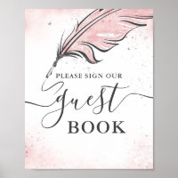 Sinal de Tabletop do Livro de Convidado Rosa e Pra