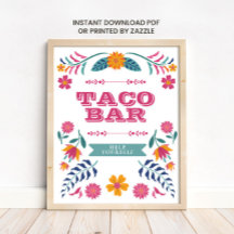 Sinal de Taco Bar de Fiesta Mexicana Amarela Rosa