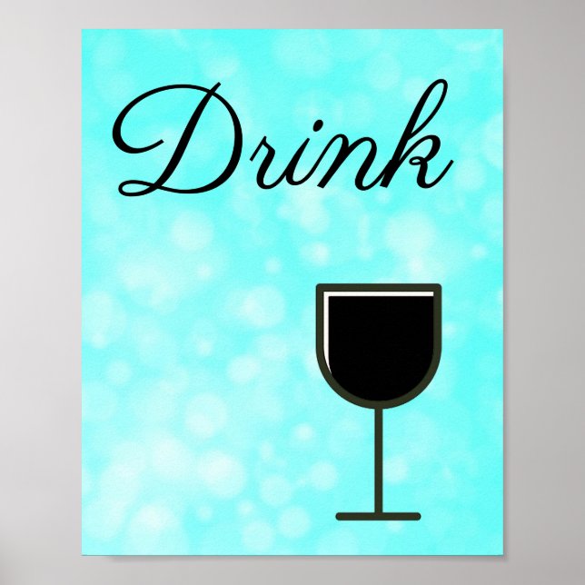 Poster Sinal de Teal e Black Drink para Cozinha (Frente)