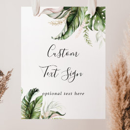 Poster Sinal de texto personalizado com folhagem tropical