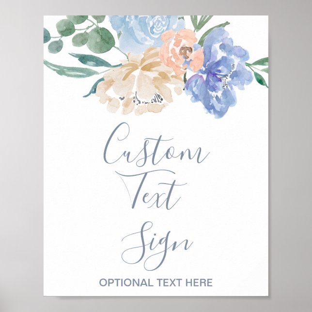 Póster Sinal de Texto Personalizado de Casamento de Flora (Frente)