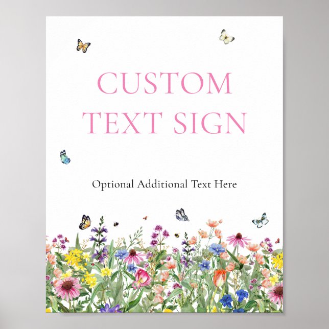 Poster Sinal de Texto Personalizado de Casamento de Flore (Frente)