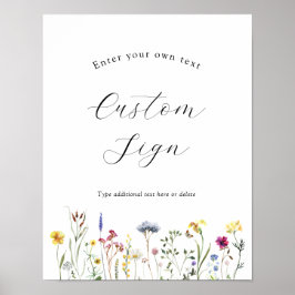Poster Sinal de Texto Personalizado de Flor Selvagem