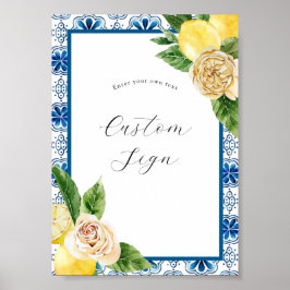 Poster Sinal de texto personalizado de limão