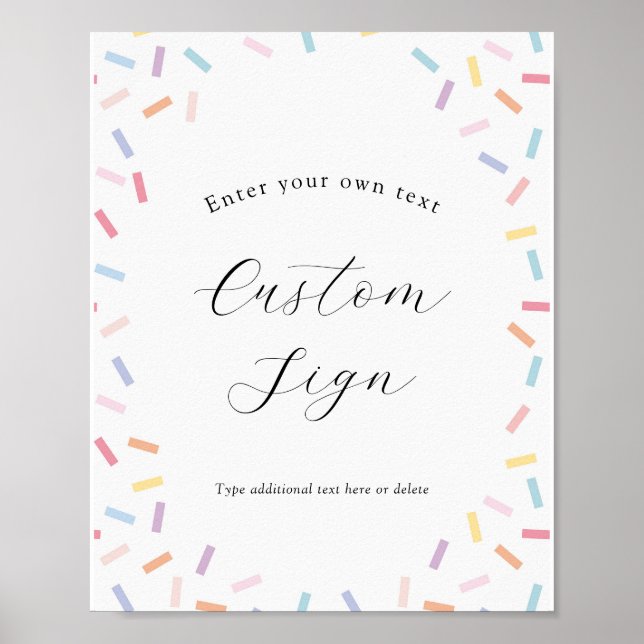 Poster Sinal de Texto Personalizado do Baby Sprinkle (Frente)