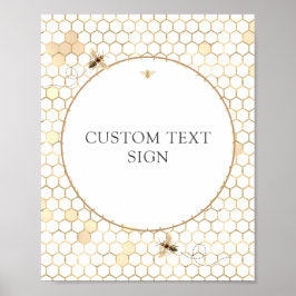Poster Sinal de texto personalizado do Chá de abelhas do