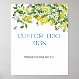 Poster Sinal de Texto Personalizado do Chá de fraldas Lim