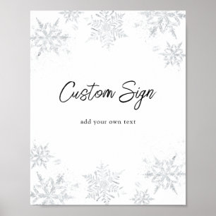 Poster Sinal de Texto Personalizado do Floco de Neve da G