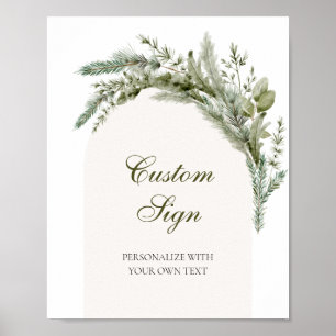 Poster Sinal de Texto Personalizado Elegante Evergreen de