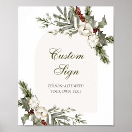 Poster Sinal de Texto Personalizado Elegante Evergreen de