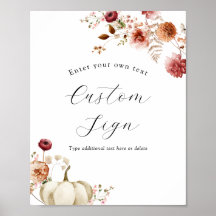 Sinal de Texto Personalizado Floral da Pumpkin e d