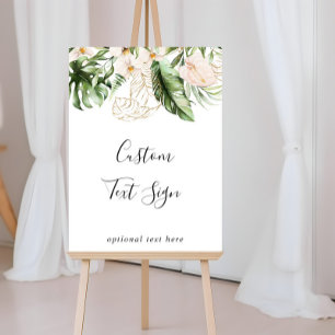 Poster Sinal de Texto Personalizado Floral de Folhagem Tr