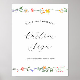 Poster Sinal de Texto Personalizado Floral do Jardim Secr
