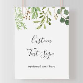 Poster Sinal de Texto Personalizado Floral Marrom Simples