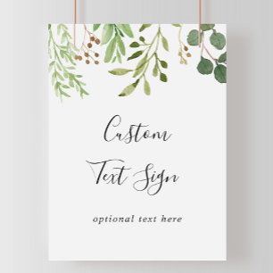 Poster Sinal de Texto Personalizado Floral Marrom Simples