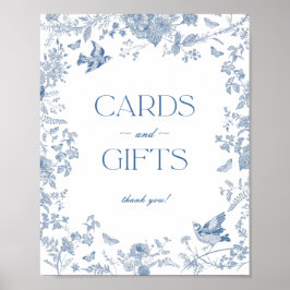 Poster Sinal de Toile De Jouy Floral Cards e presentes