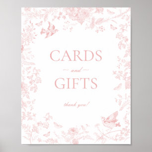 Poster Sinal de Toile de Jouy Floral Cards e presentes co