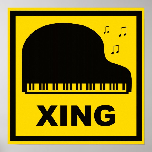 Poster Sinal de Tráfego Xing de Passagem de Piano (Frente)
