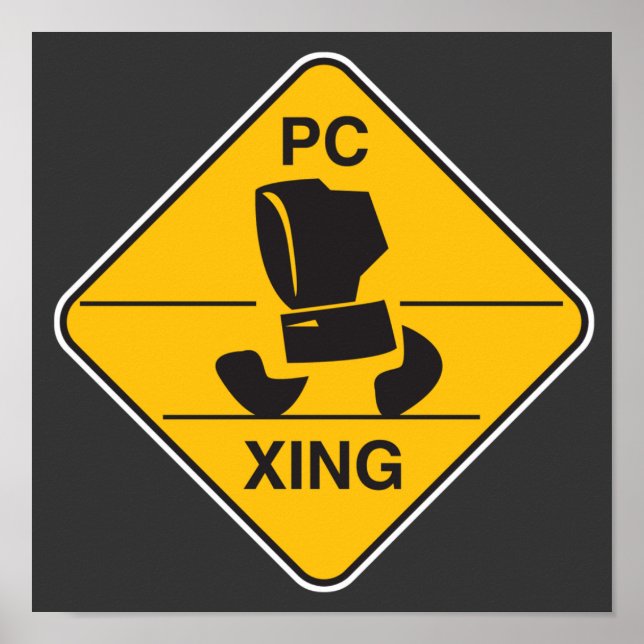 Póster sinal de travessia de computador (Frente)