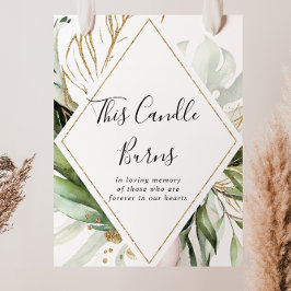 Poster Sinal de Vela Acesa Geométrico Dourado Tropical