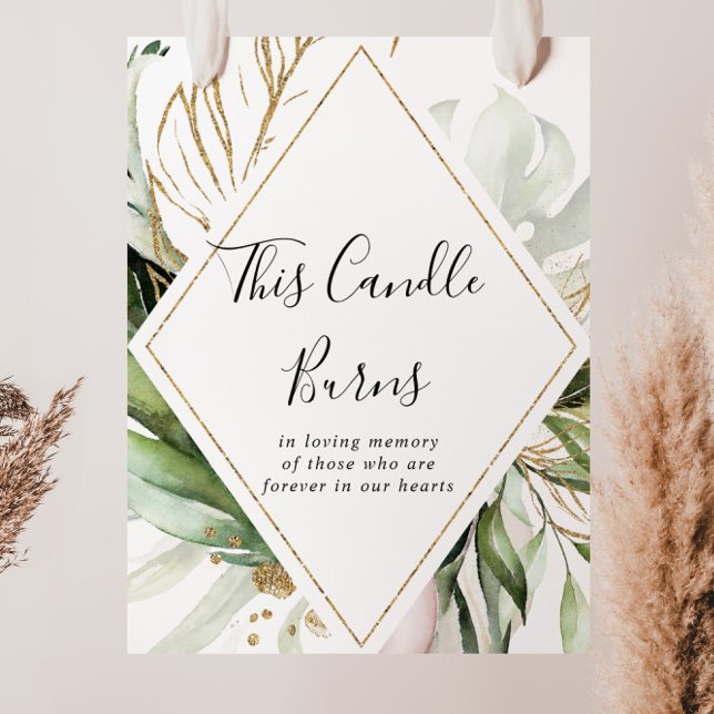 Poster Sinal de Vela Acesa Geométrico Dourado Tropical (Criador carregado)