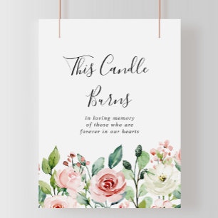 Poster Sinal de Vela Ardente Floral Delicado e Elegante