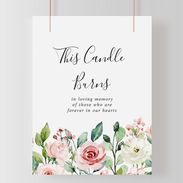Poster Sinal de Vela Ardente Floral Delicado e Elegante (Criador carregado)