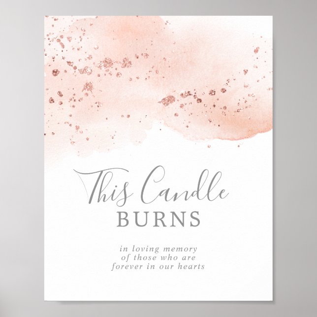 Poster Sinal de Vela Queimada Dourado Rosa em Aquarela (Frente)