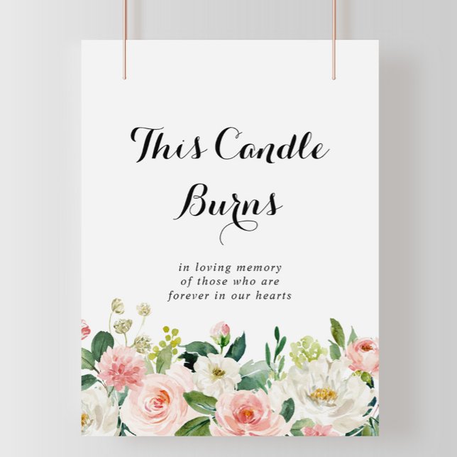 Poster Sinal de Vela Verde de Folhagem Floral Simples (Criador carregado)