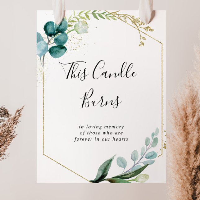 Poster Sinal de Vela Verde Tropical Floral Dourado Esta V (Criador carregado)