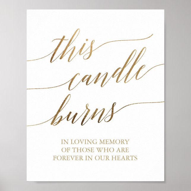 Poster Sinal de Velas de Caligrafia a Ouro Elegante (Frente)